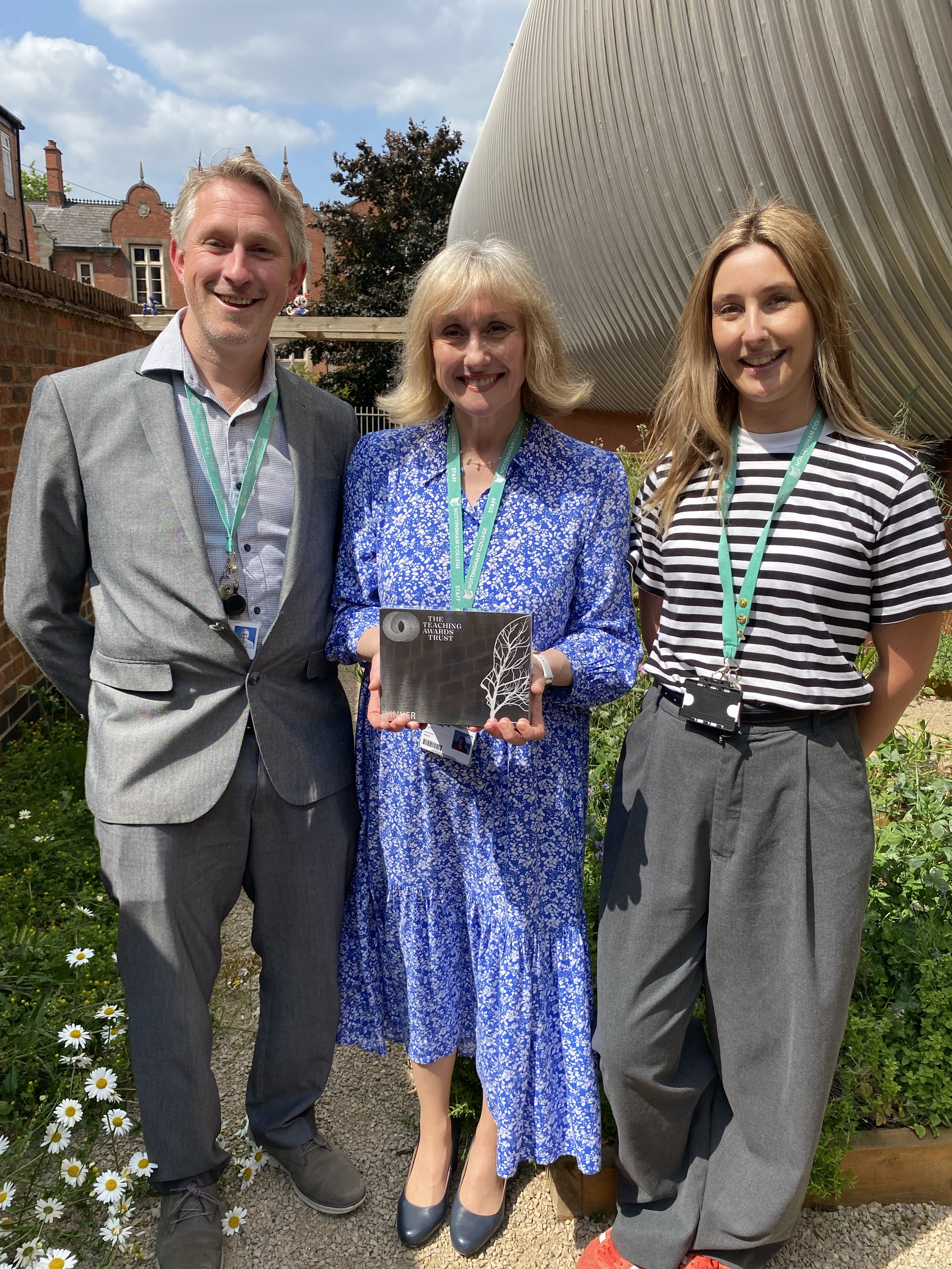 Sam North (Head of Personal Social Development at Nottingham College), Janet Smith (CEO and Principal at Nottingham College) and Hannah Richardson (Social Action Project Lead at Nottingham College)