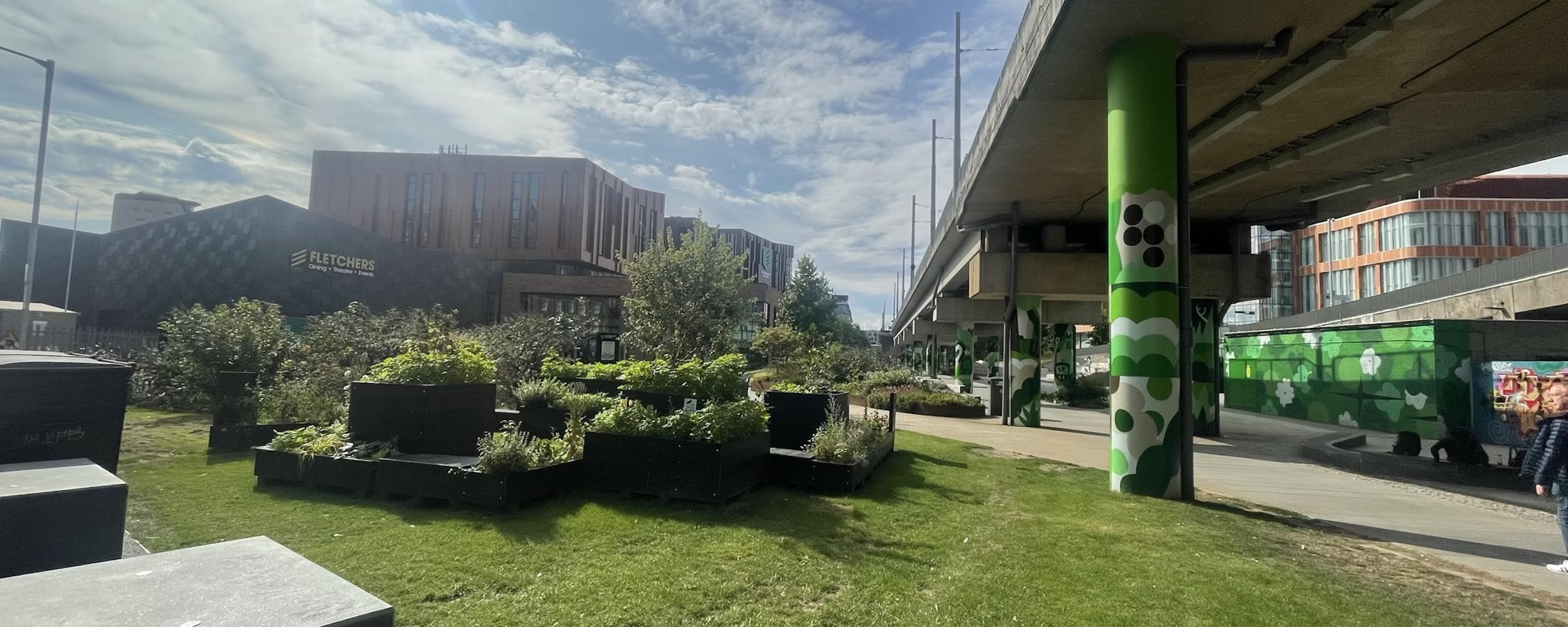 The gardens outside the City Hub.