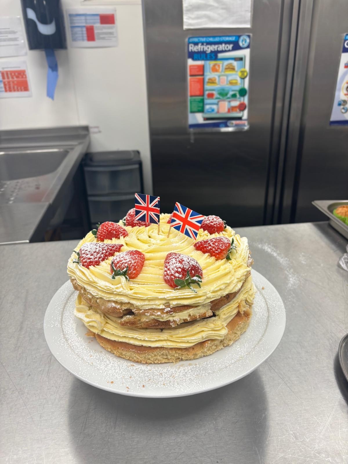 Victoria sponge with strawberries on top