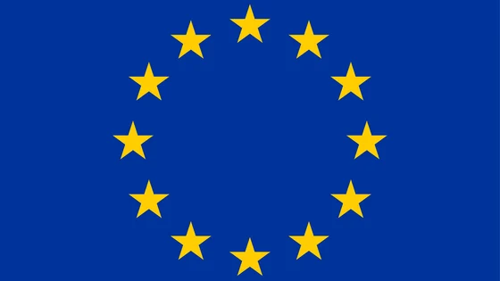 European flag - a blue background with a circle of 12 gold stars