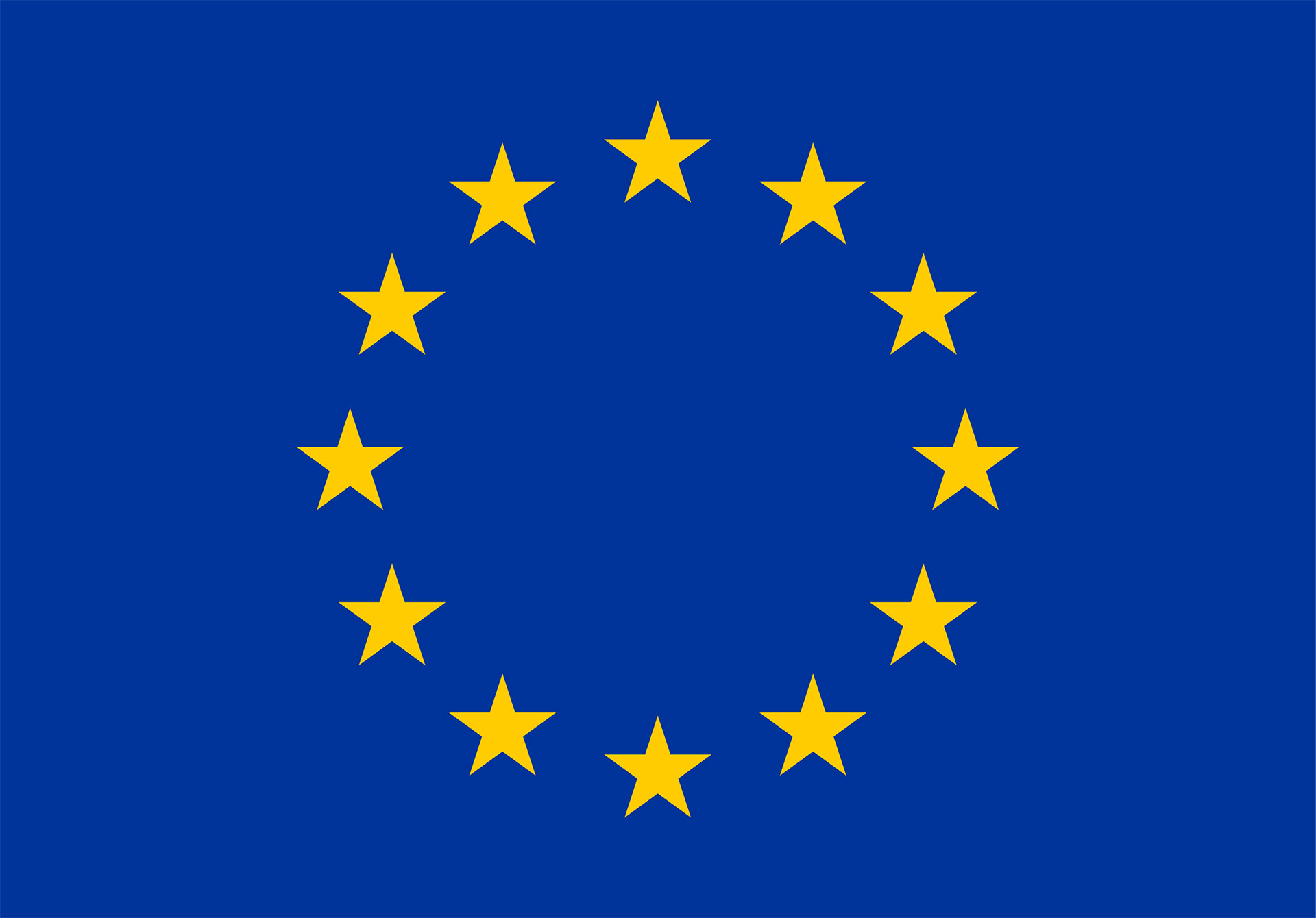 European flag - a blue background with a circle of 12 gold stars
