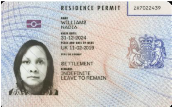 An image of an example of biometric permit card