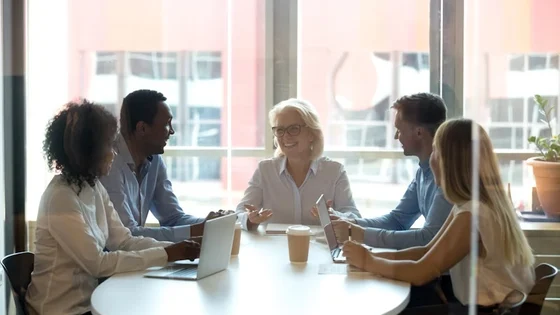 Staff in a meeting at the City Hub