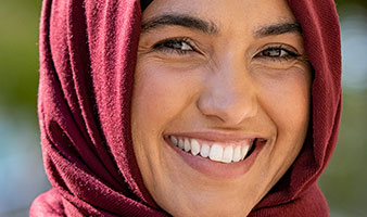 A young student wearing a headscarf