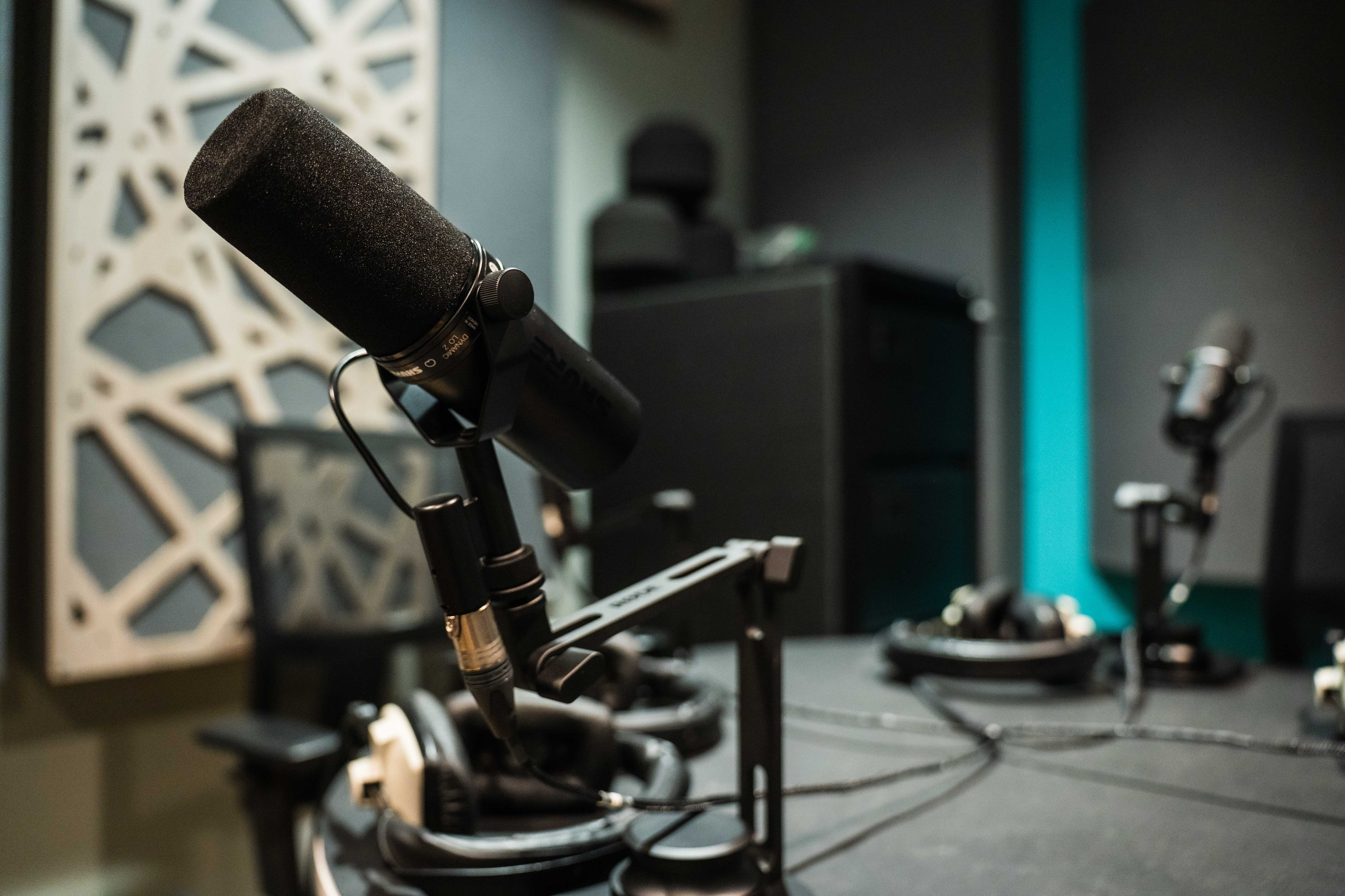 A microphone in a soundproof room