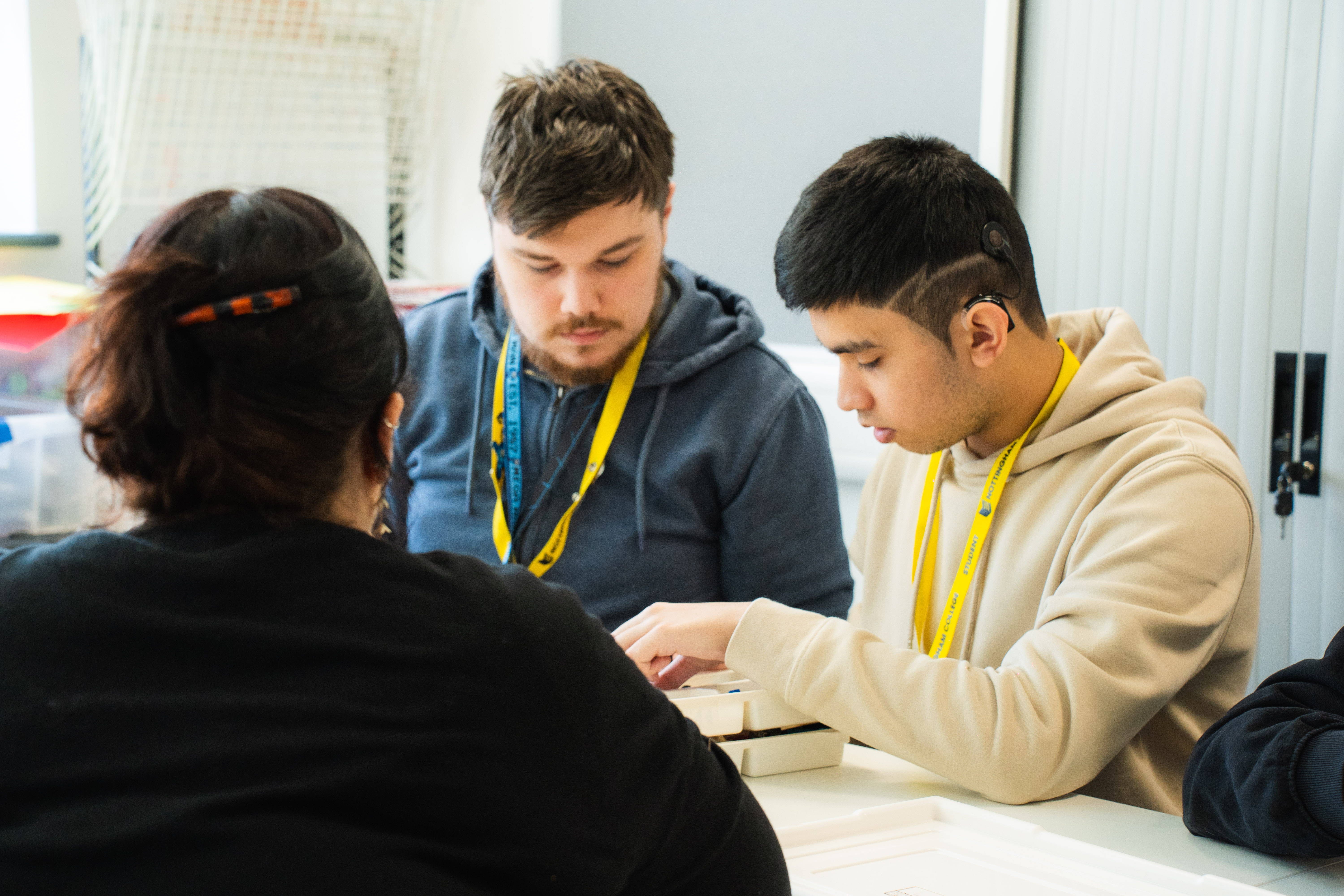 Students working on lego project