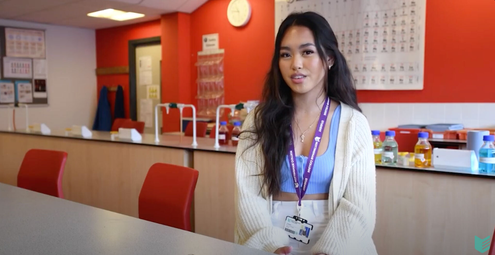 An A level student sat in a classroom