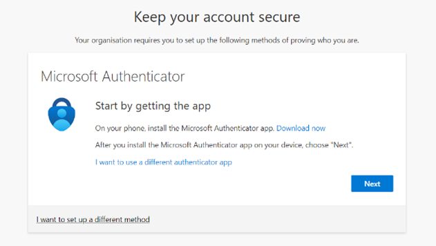 Microsoft Authenticator app download screen