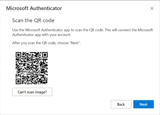 Scan the QR MFA enrolment screen