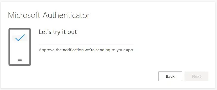 Microsoft Authenticator test notification prompt