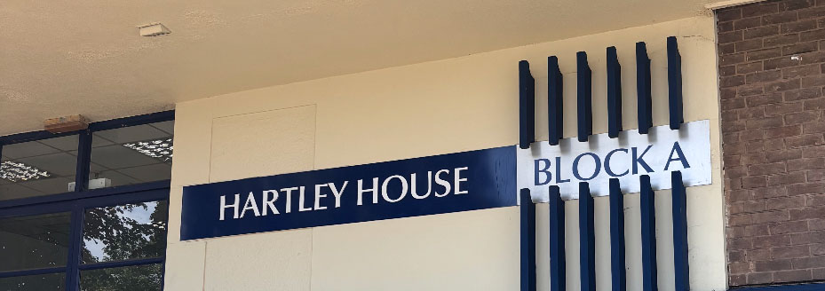 An image of the outside of Hartley House