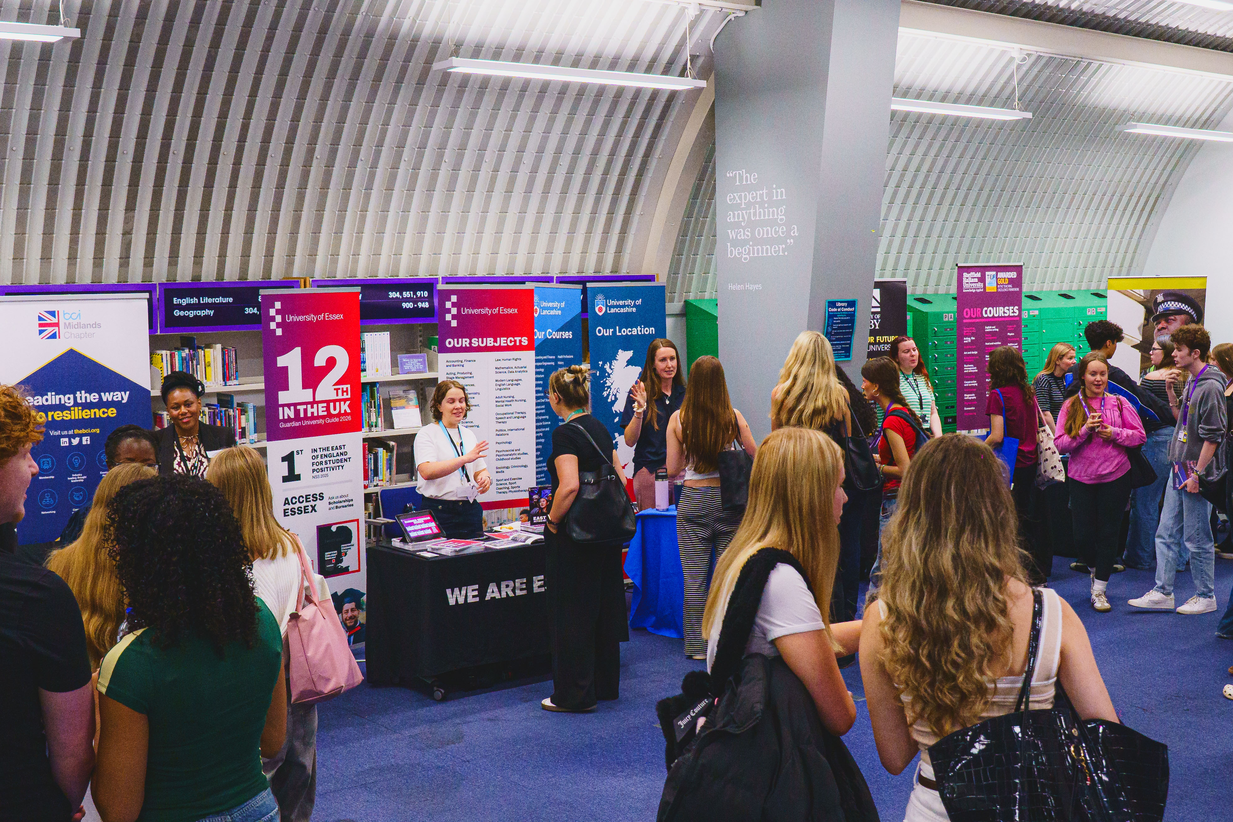 Students talking to visitors at the High Pavement Careers Fair