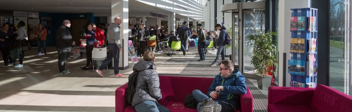 Inside the Basford campus in the main foyer