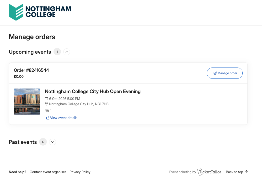 Manage Orders Ticket Tailor