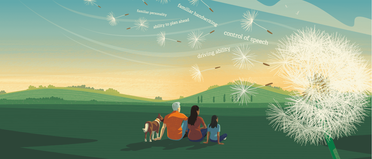 Banner people with dandelion messages