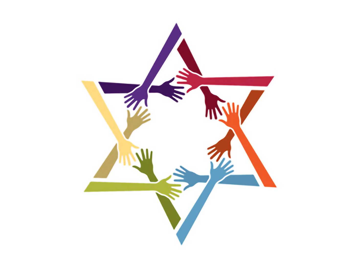 Star of david multi colored hands 4x3