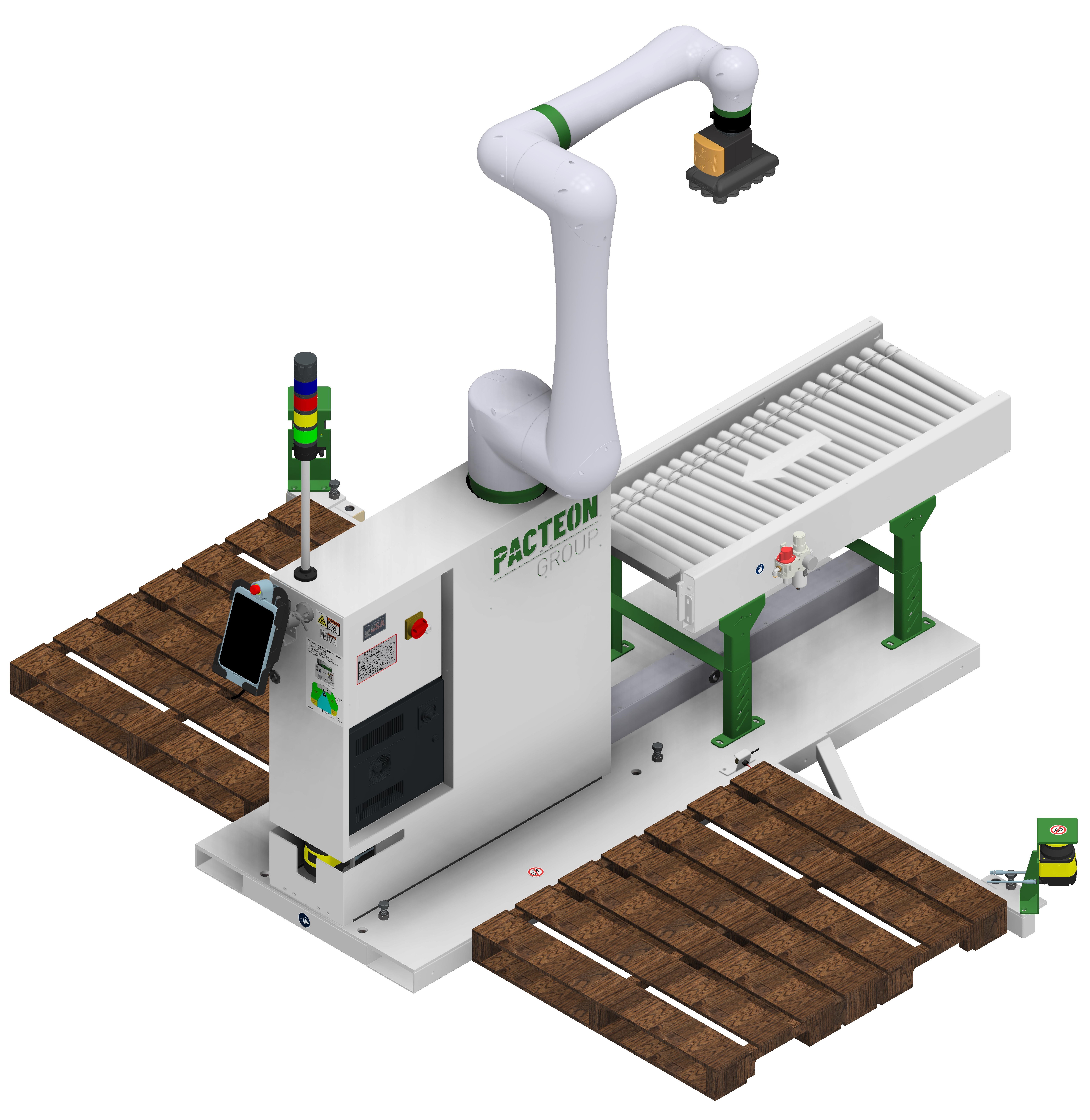 Pacteon FANUC CRX Cobot Palletizer Conveyor