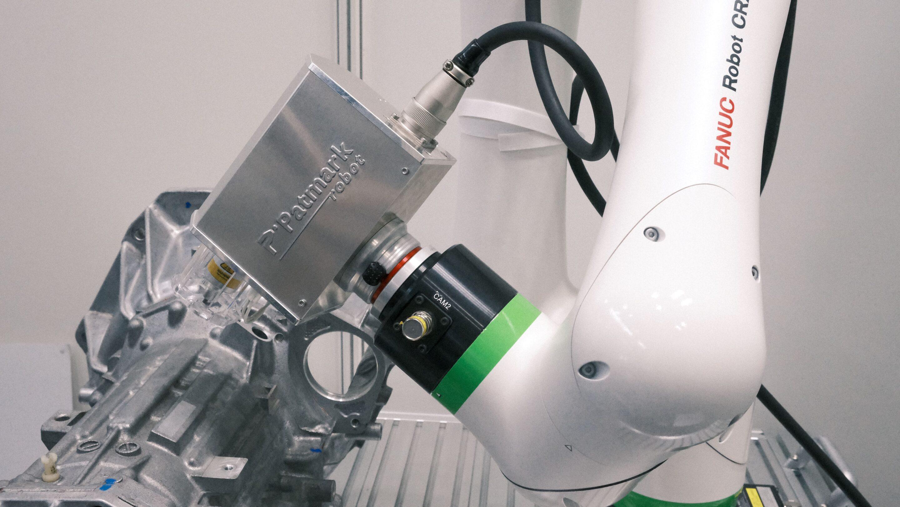 Side Facing Tocho Patmark-auto Dot Peen Marker EOAT on FANUC CRX Cobot