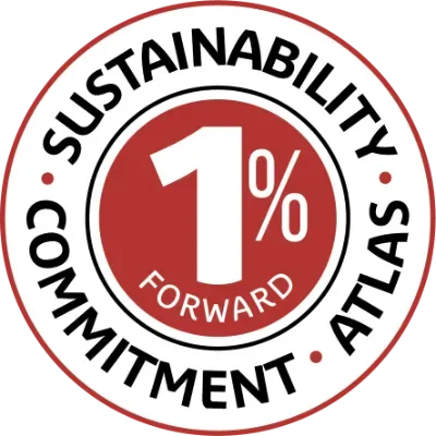 1% Forward Atlas Sustainability Commitment logo.