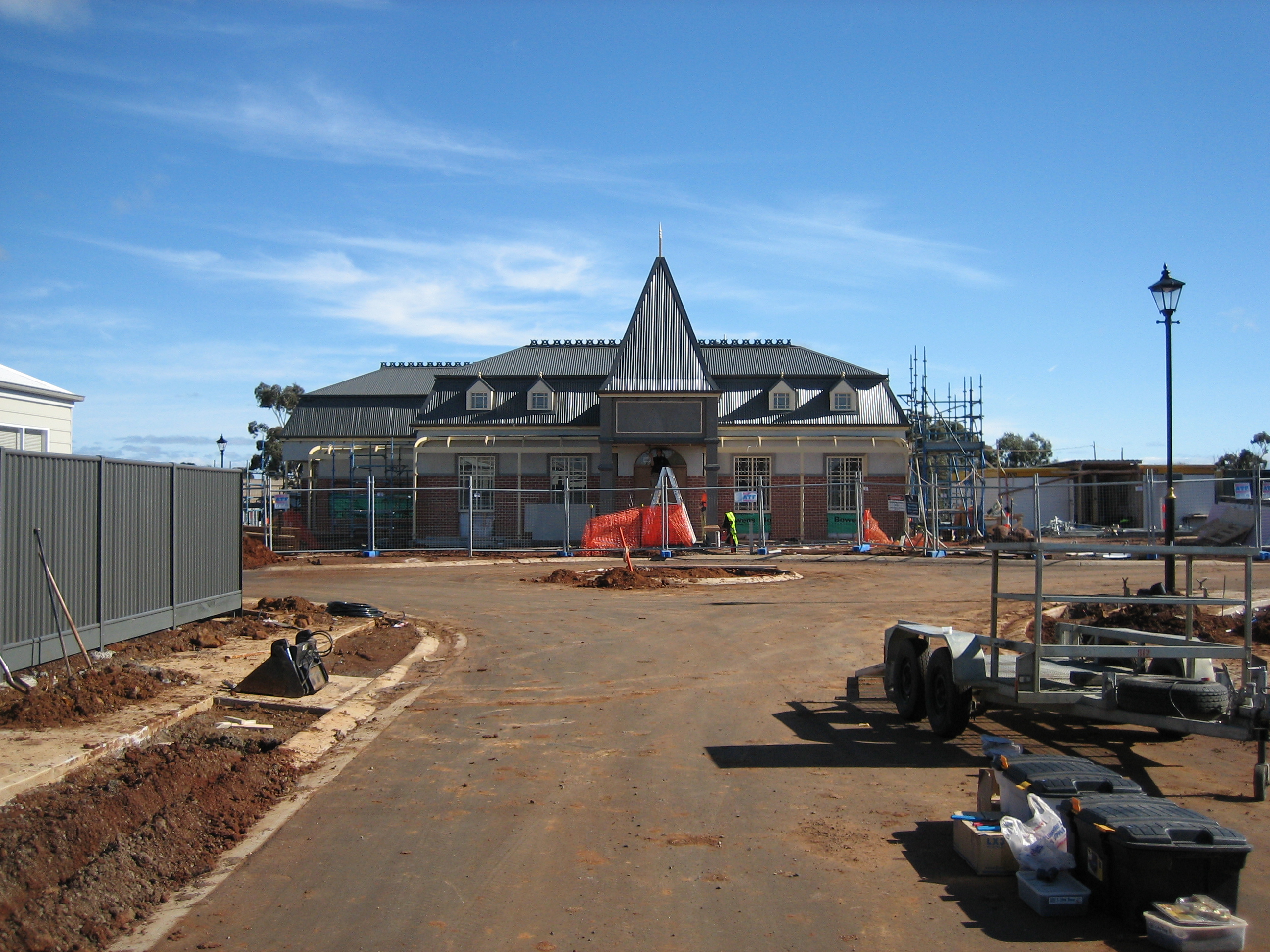 Clubhouse under construction at a Lifestyle Communities development site.
