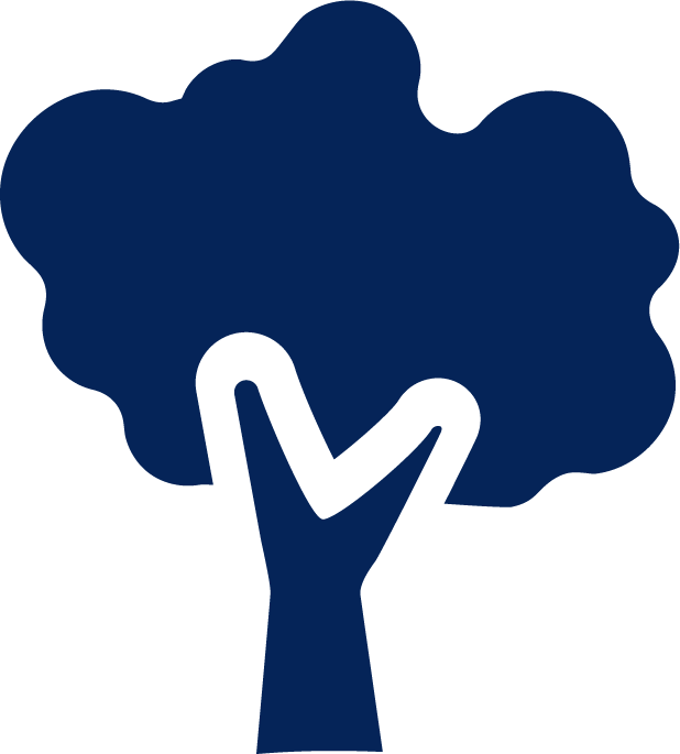 blue icon of a tree representing the outdoors space and amenities