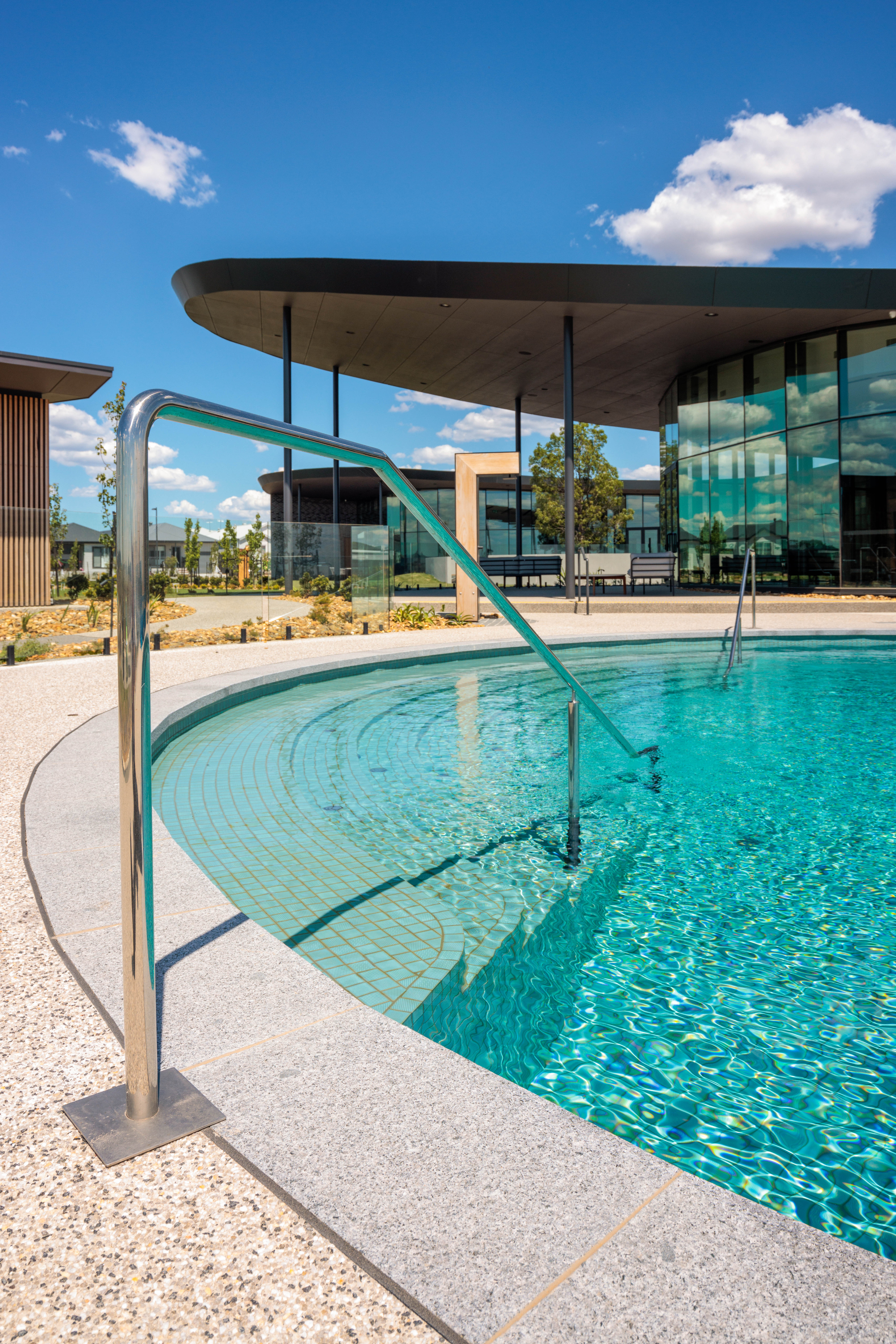 Outdoor pool steps and water detail at Lifestyle Wollert.
