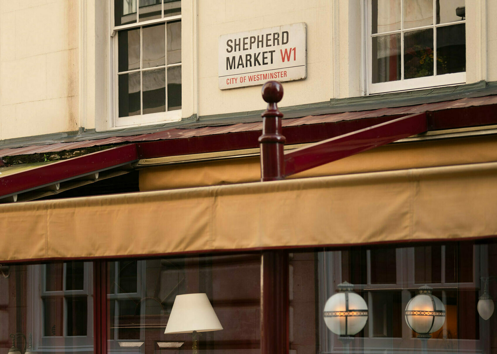 A crop above a café in Shepherd Market, London.