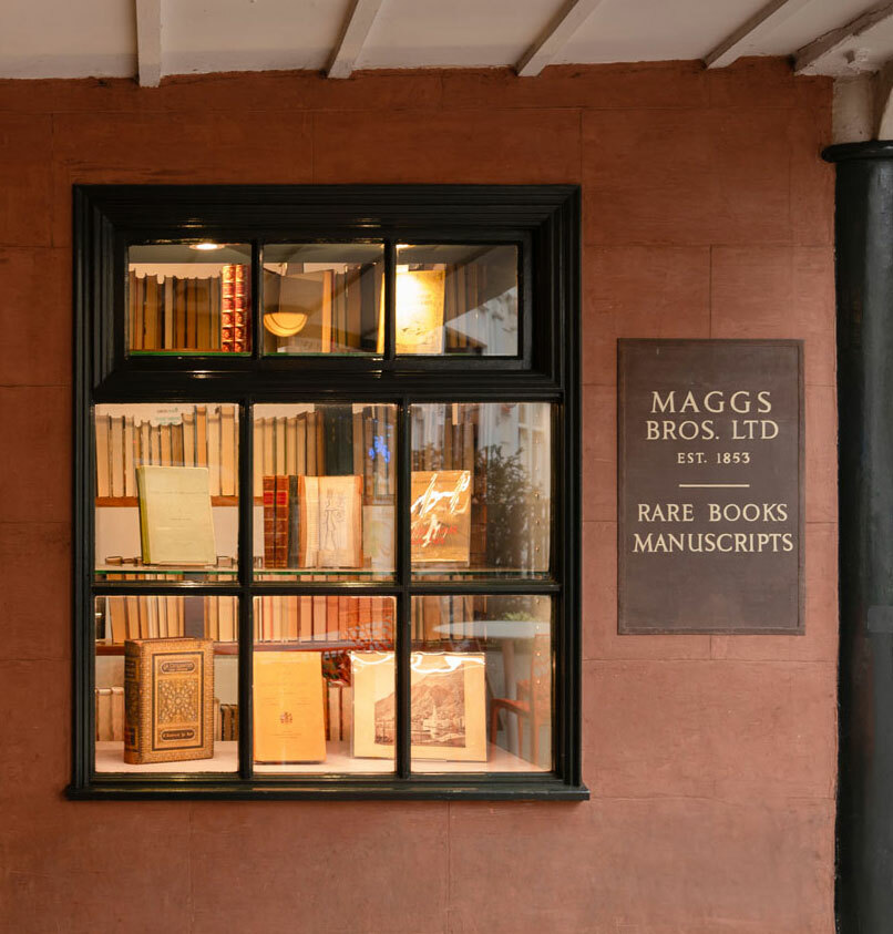 Bookshop window in Mayfair, Maggs Bros.