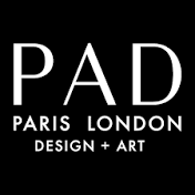 PAD Paris London Design + Art logo in white text on black background