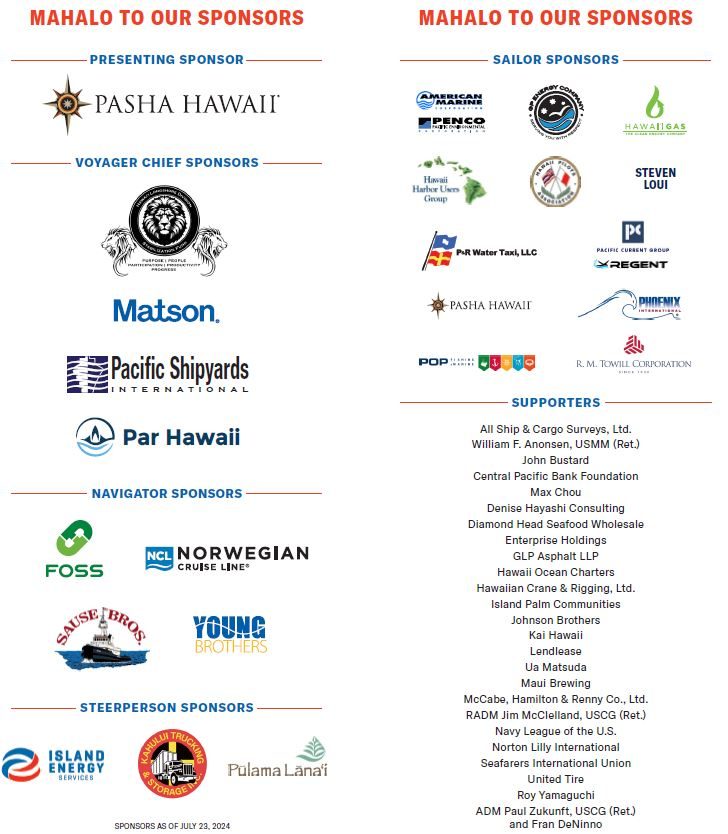 2024 Coast Guard Foundation Hawaii Dinner sponsors