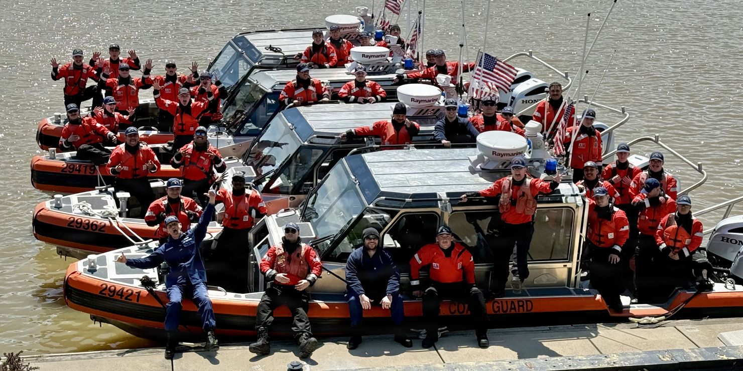 Coast Guard boats and crews