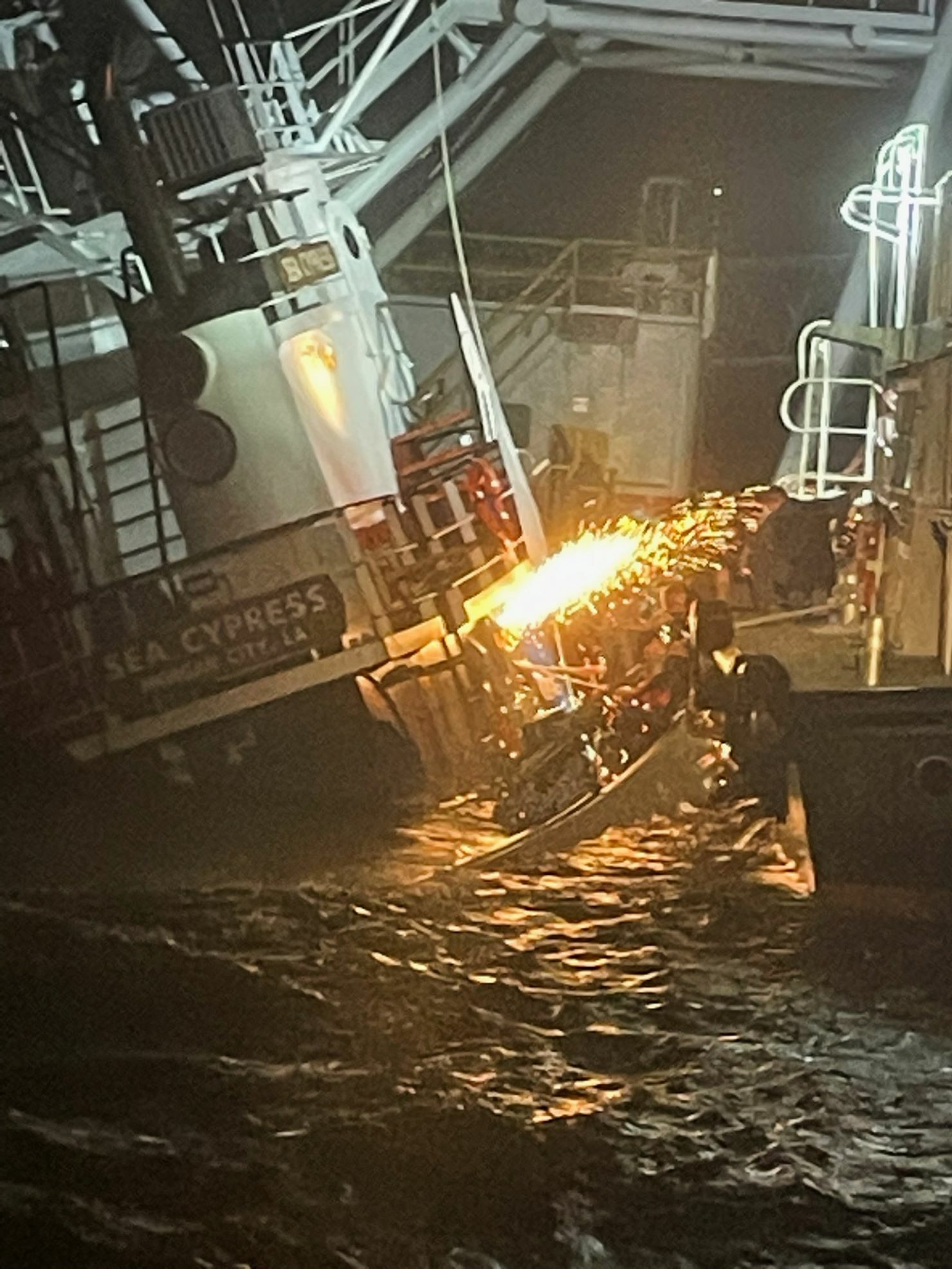 Vessels with sparks.