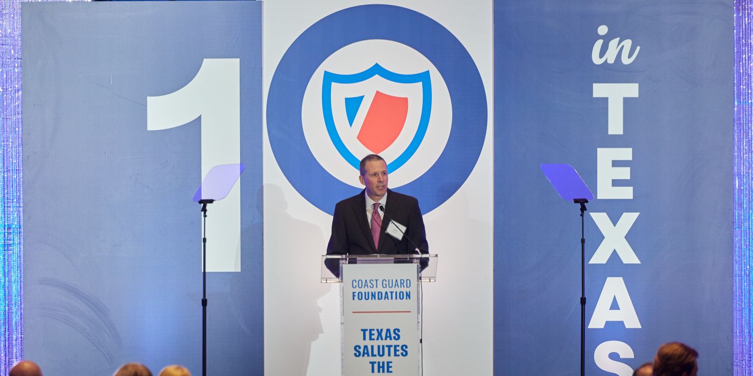 ConocoPhillips Executive Vice President of Global Operations and Technical Functions Kirk Johnson accepts the Coast Guard Foundation dinner award at the 2025 Coast Guard Foundation Texas Salutes the Coast Guard event held in Houston on November 18, 2025.