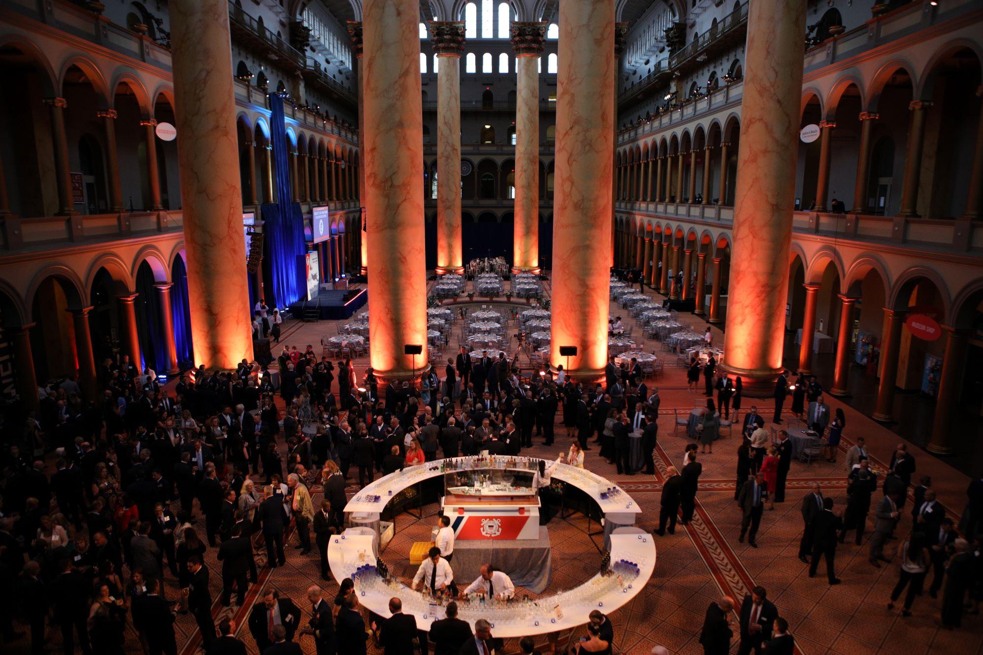 A photo of the National Building Museum in Washington prior to the 2022 Tribute to the Coast Guard in our Nation's Capital.