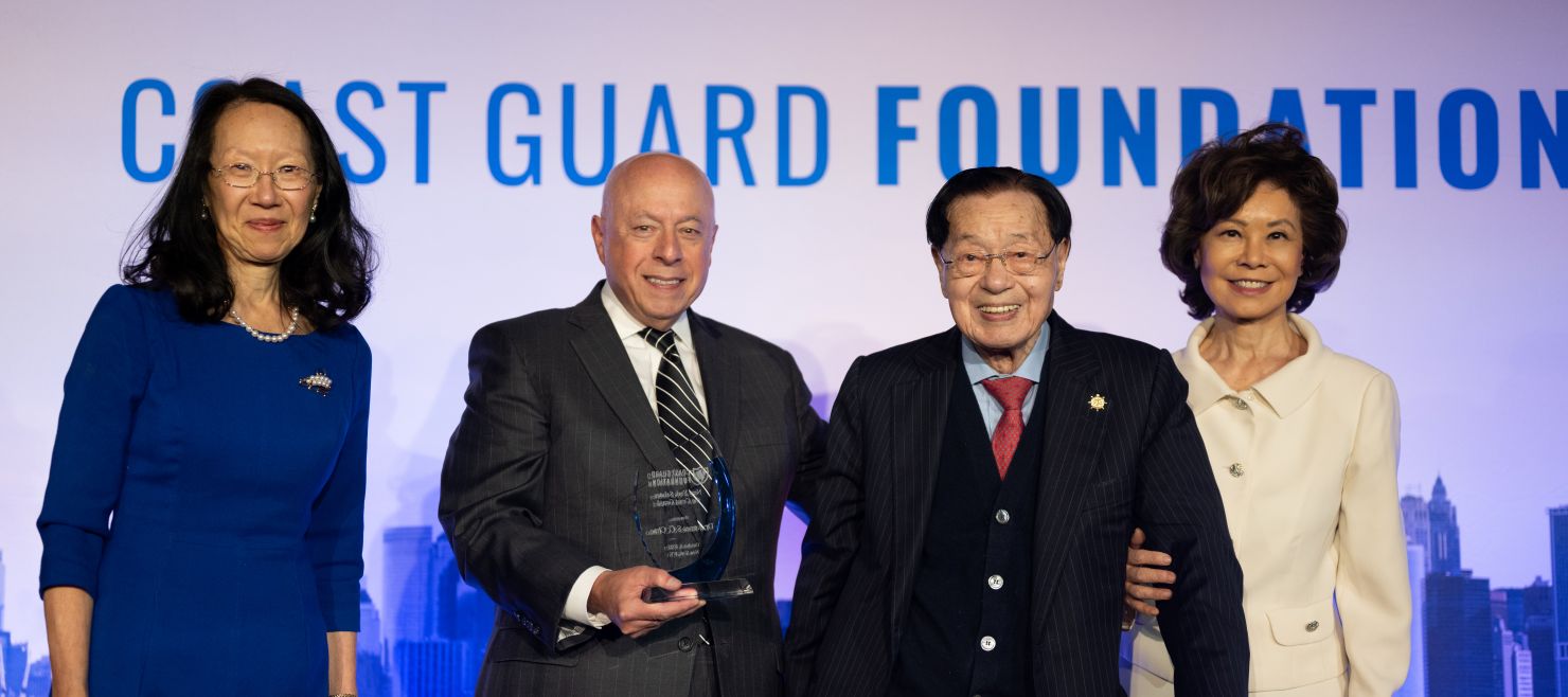 Dr. James S.C. Chao accepts the Coast Guard Foundation award