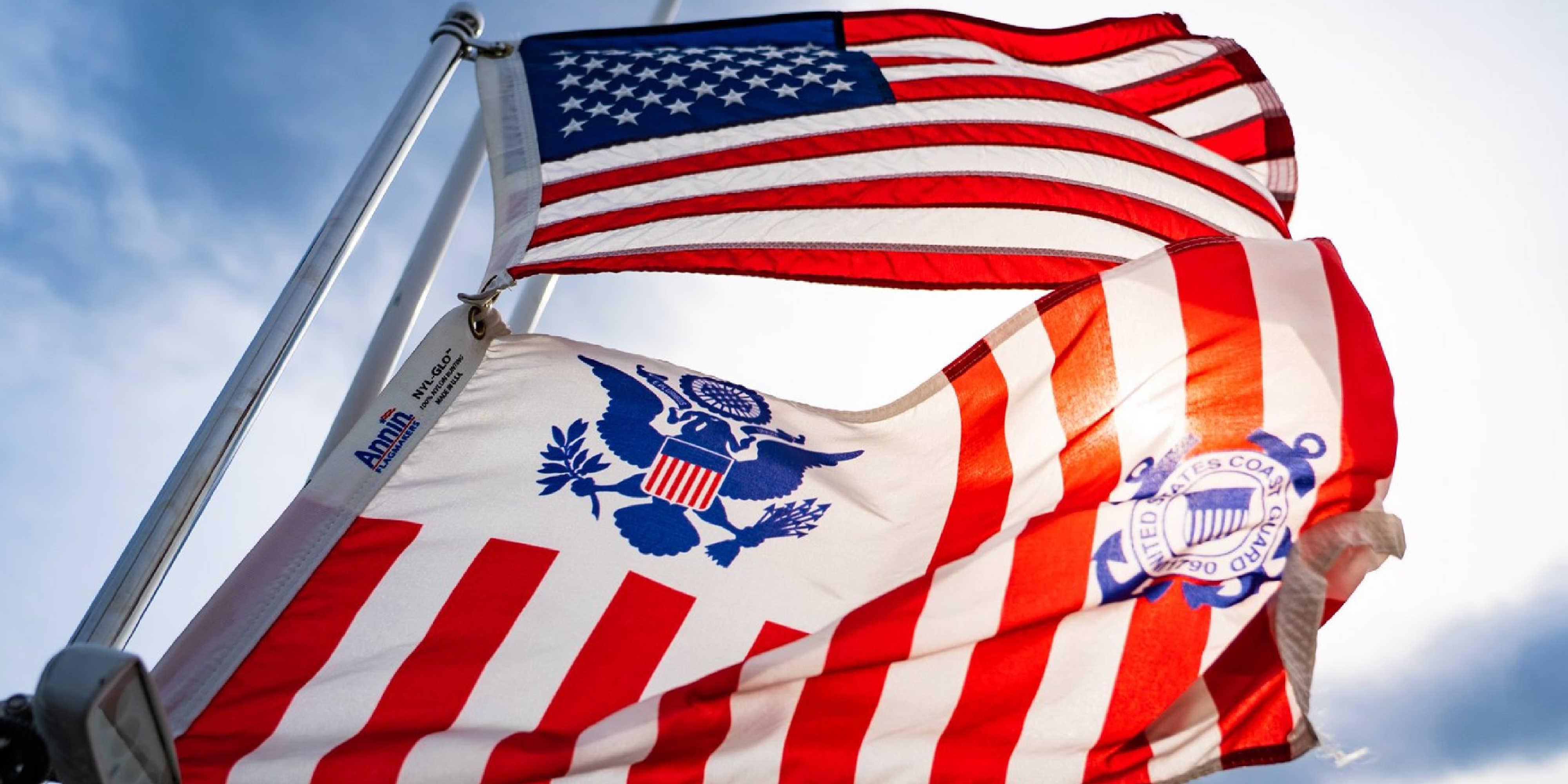 CG ensign and American Flag Web