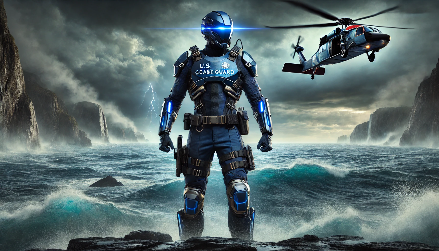 AI image of a superhero Coast Guard officer
