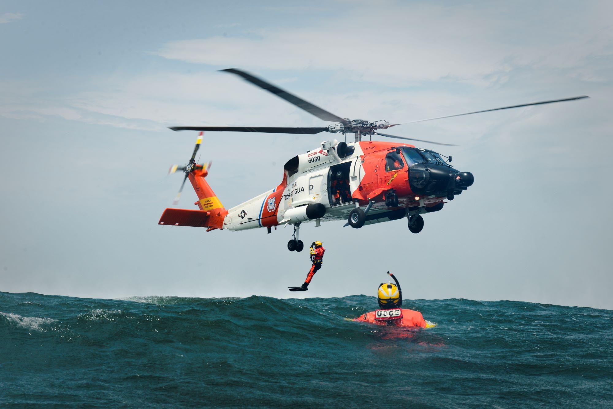 helicopter over the water