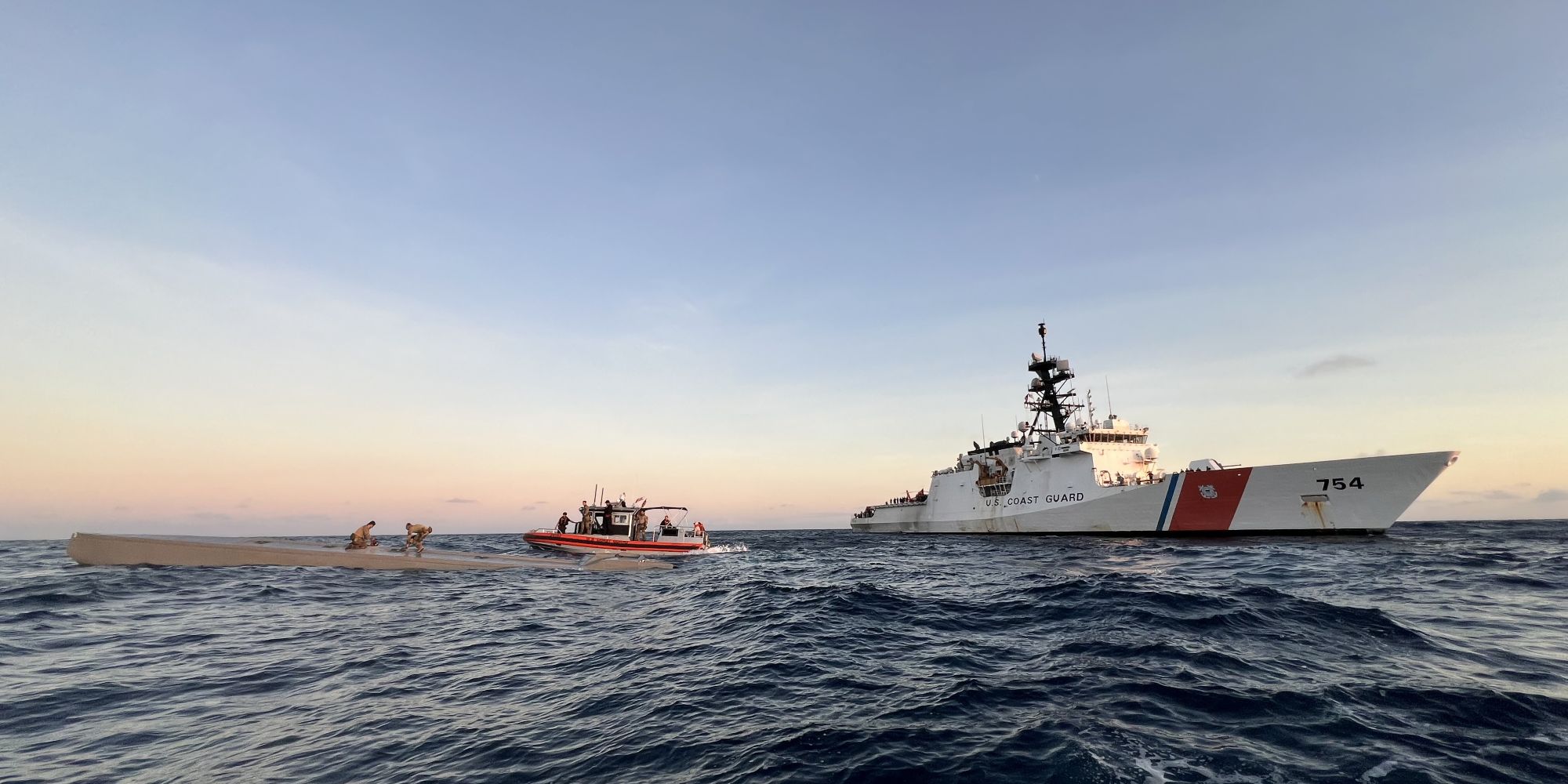 Coast Guard vessels and a drug smuggling vessel.