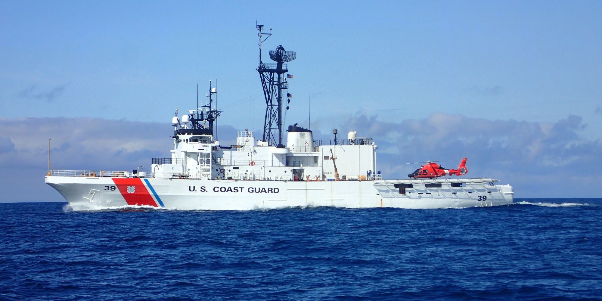 A Coast Guard Cutter at sea.