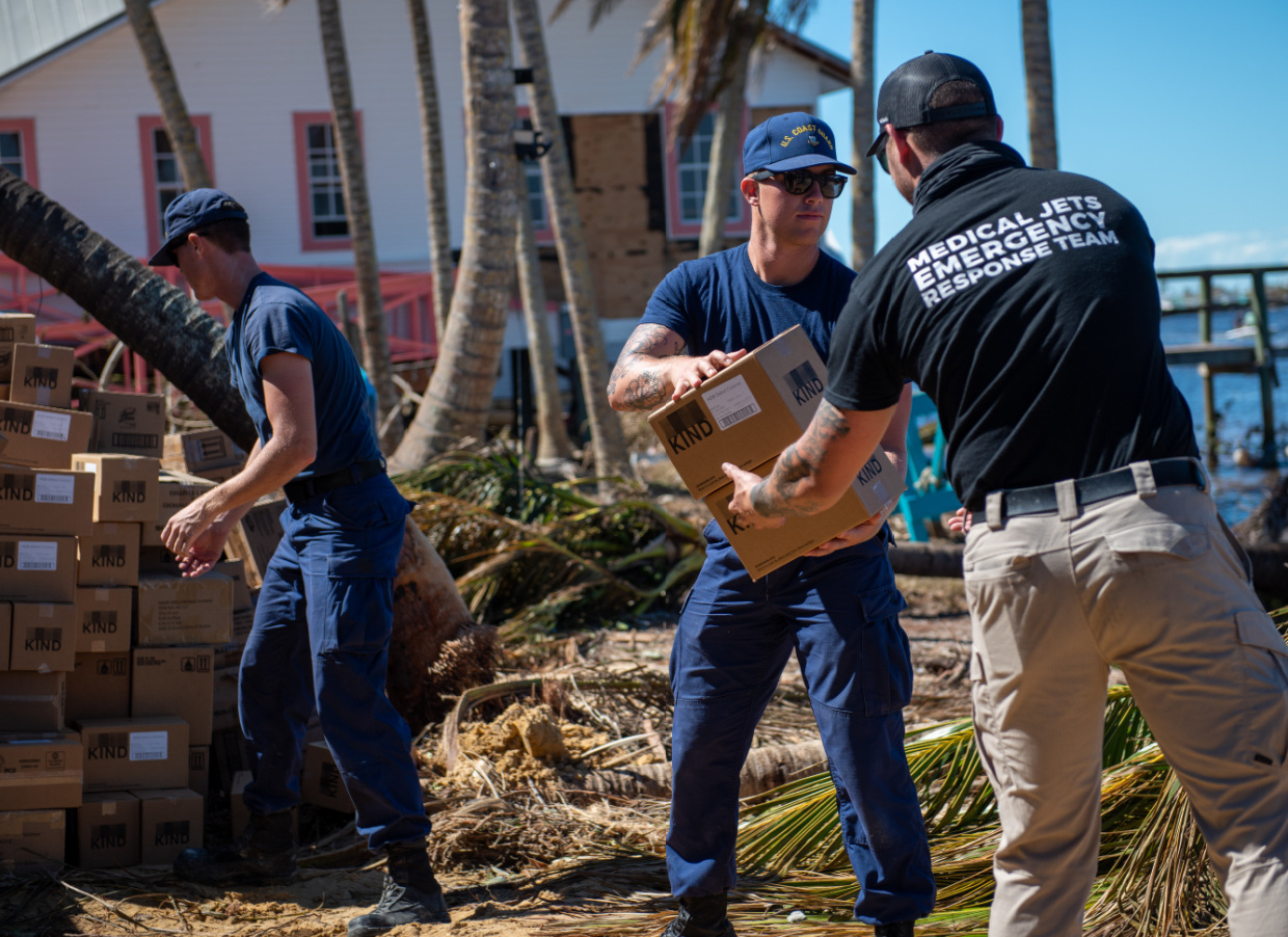 COAST GUARD STATION FORT MYERS PERSONNEL TRANSFER SUPPLIES TO PINE ISLAND, FLORIDA, AFTER HURRICANE IAN DEVASTATED THE REGION IN LATE SEPTEMBER. WITH THE ASSISTANCE OF VOLUNTEERS AND PARTNER AGENCIES, THE COAST GUARD TRANSFERRED PEOPLE OFF PINE ISLAND AND HELPED SUPPLY THOSE WHO REMAINED. USCG PHOTO BY PETTY OFFICER 3RD CLASS GABRIEL WISDOM