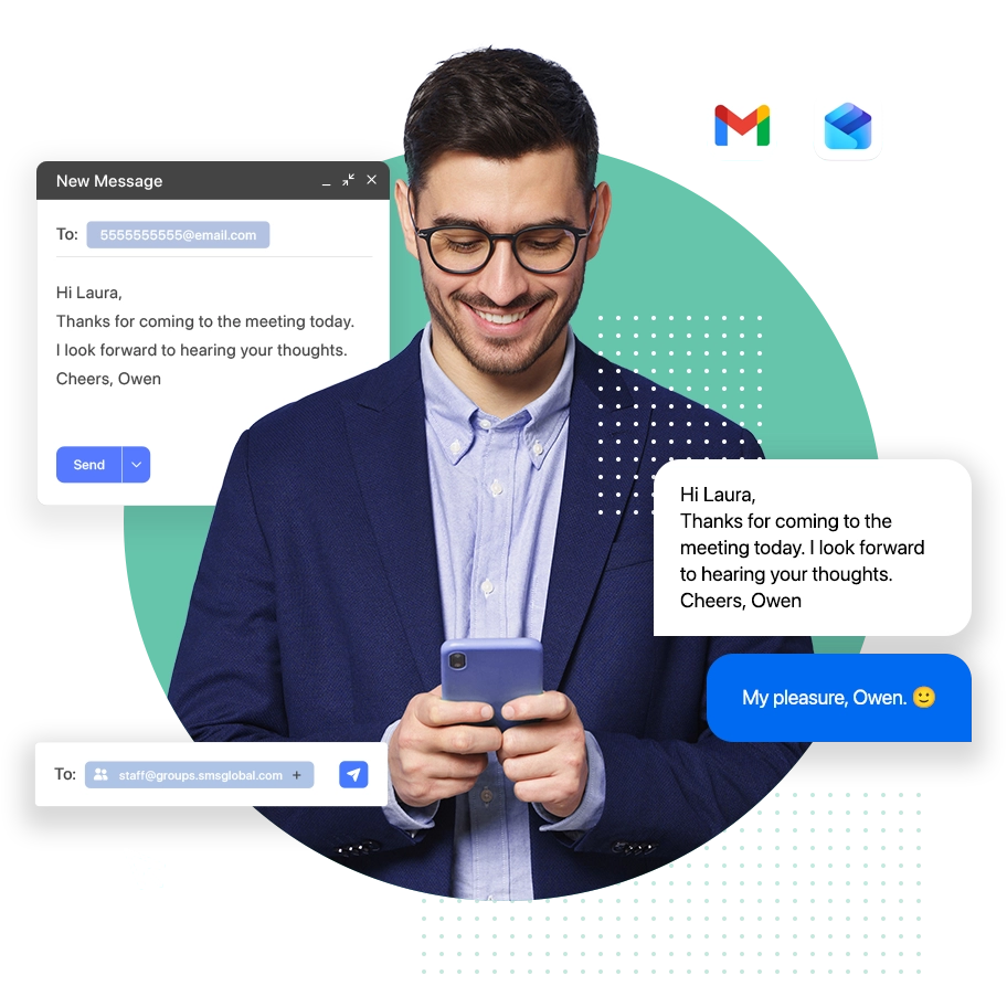 Email to SMS Gateway Australia - Send text messages straight from your inbox with SMSGlobal’s Email to SMS service in Australia & NZ