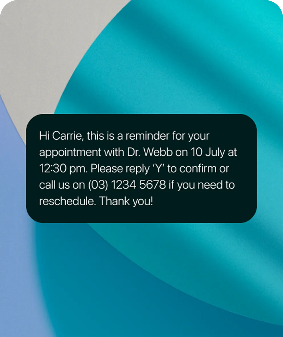 SMS Appointment Reminders Example from SMSGlobal